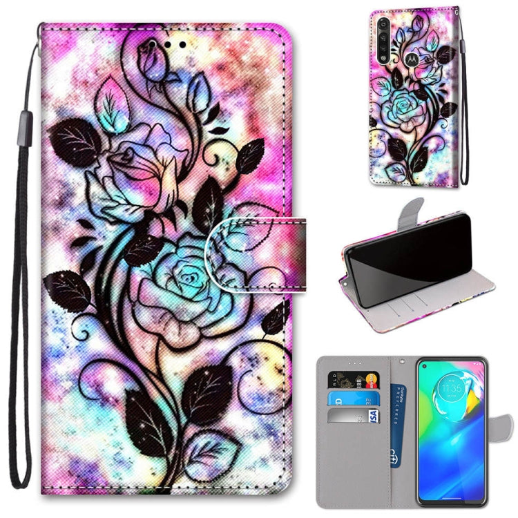 Coloured Drawing Cross Texture Horizontal Flip PU Leather Case with Holder & Card Slots & Wallet & Lanyard, For Motorola Moto E7 Plus / G9 Play / G9, For Motorola Moto G Power (2020), For Motorola Moto G8, For Motorola Moto G8 Power, For Alcatel 3X 2020