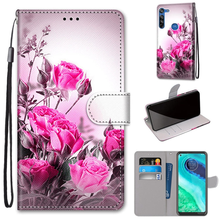 Coloured Drawing Cross Texture Horizontal Flip PU Leather Case with Holder & Card Slots & Wallet & Lanyard, For Motorola Moto E7 Plus / G9 Play / G9, For Motorola Moto G Power (2020), For Motorola Moto G8, For Motorola Moto G8 Power, For Alcatel 3X 2020