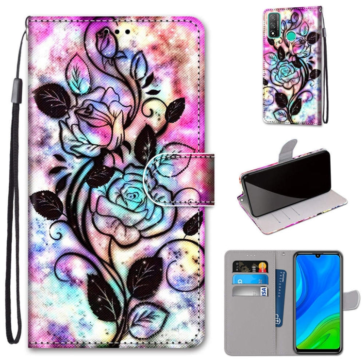Coloured Drawing Cross Texture Horizontal Flip PU Leather Case with Holder & Card Slots & Wallet & Lanyard, For Huawei P Smart (2020), For Huawei Y5p / Honor 9S, For Huawei Y6p, For Huawei Y8s