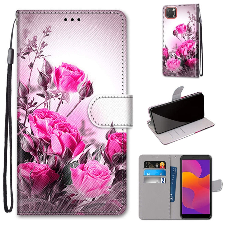 Coloured Drawing Cross Texture Horizontal Flip PU Leather Case with Holder & Card Slots & Wallet & Lanyard, For Huawei P Smart (2020), For Huawei Y5p / Honor 9S, For Huawei Y6p, For Huawei Y8s