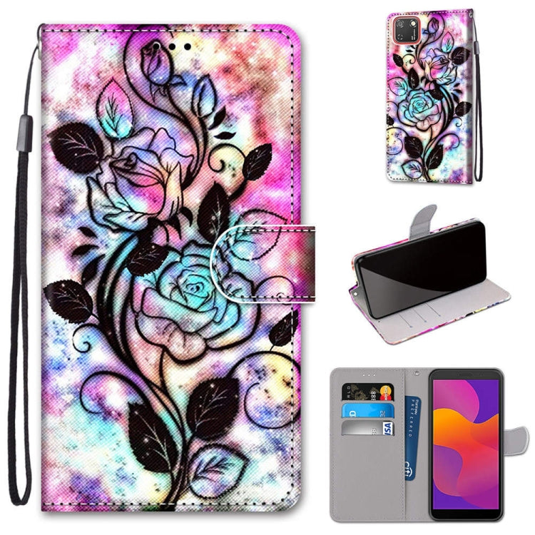 Coloured Drawing Cross Texture Horizontal Flip PU Leather Case with Holder & Card Slots & Wallet & Lanyard, For Huawei P Smart (2020), For Huawei Y5p / Honor 9S, For Huawei Y6p, For Huawei Y8s