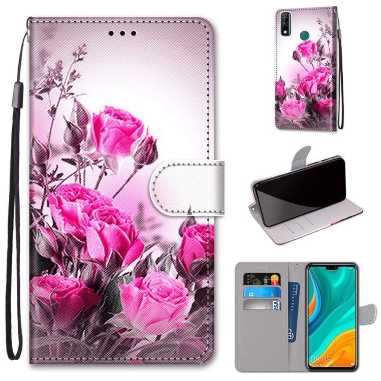 Coloured Drawing Cross Texture Horizontal Flip PU Leather Case with Holder & Card Slots & Wallet & Lanyard, For Huawei P Smart (2020), For Huawei Y5p / Honor 9S, For Huawei Y6p, For Huawei Y8s