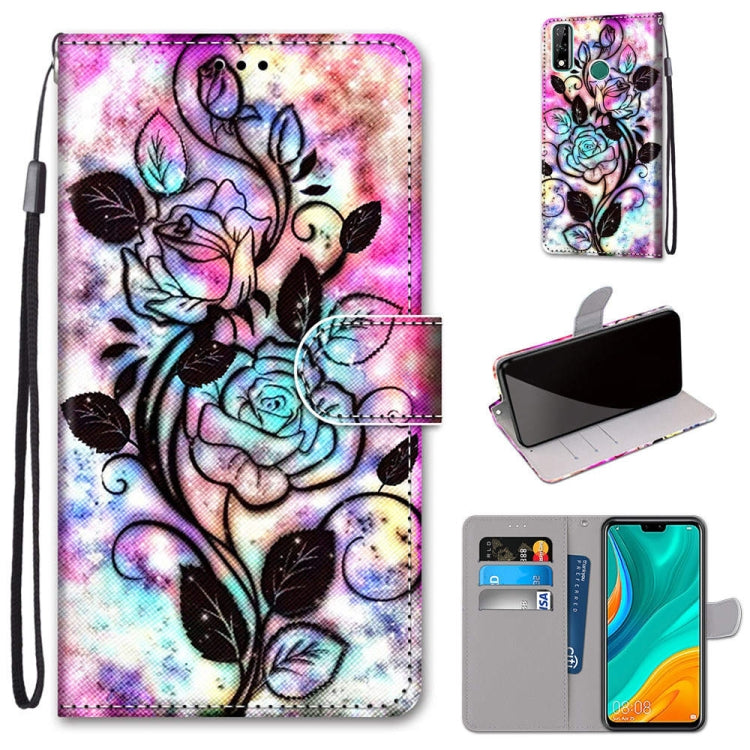 Coloured Drawing Cross Texture Horizontal Flip PU Leather Case with Holder & Card Slots & Wallet & Lanyard, For Huawei P Smart (2020), For Huawei Y5p / Honor 9S, For Huawei Y6p, For Huawei Y8s