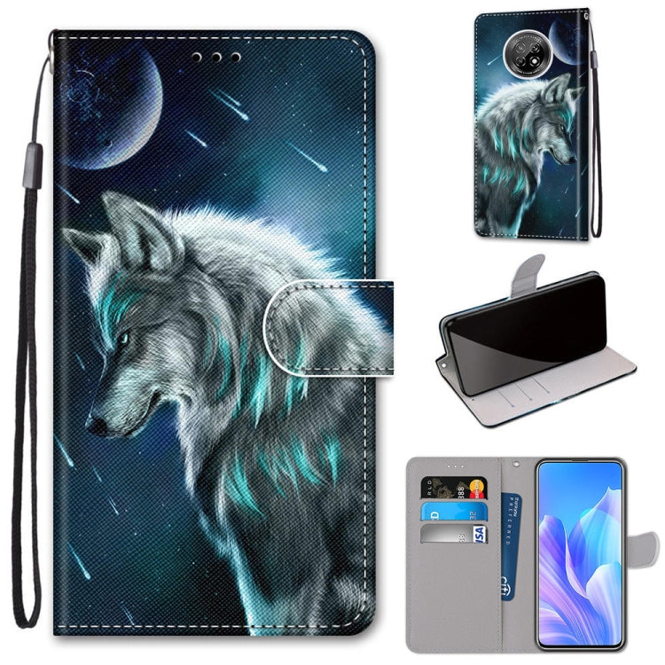 Coloured Drawing Cross Texture Horizontal Flip PU Leather Case with Holder & Card Slots & Wallet & Lanyard, For Huawei Enjoy 20 Plus, For Huawei Enjoy Z / 20 Pro, For Huawei Honor 9X Lite, For Huawei Honor 30 Lite