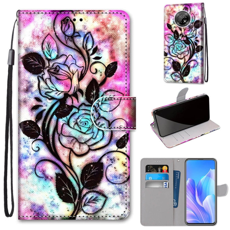 Coloured Drawing Cross Texture Horizontal Flip PU Leather Case with Holder & Card Slots & Wallet & Lanyard, For Huawei Enjoy 20 Plus, For Huawei Enjoy Z / 20 Pro, For Huawei Honor 9X Lite, For Huawei Honor 30 Lite