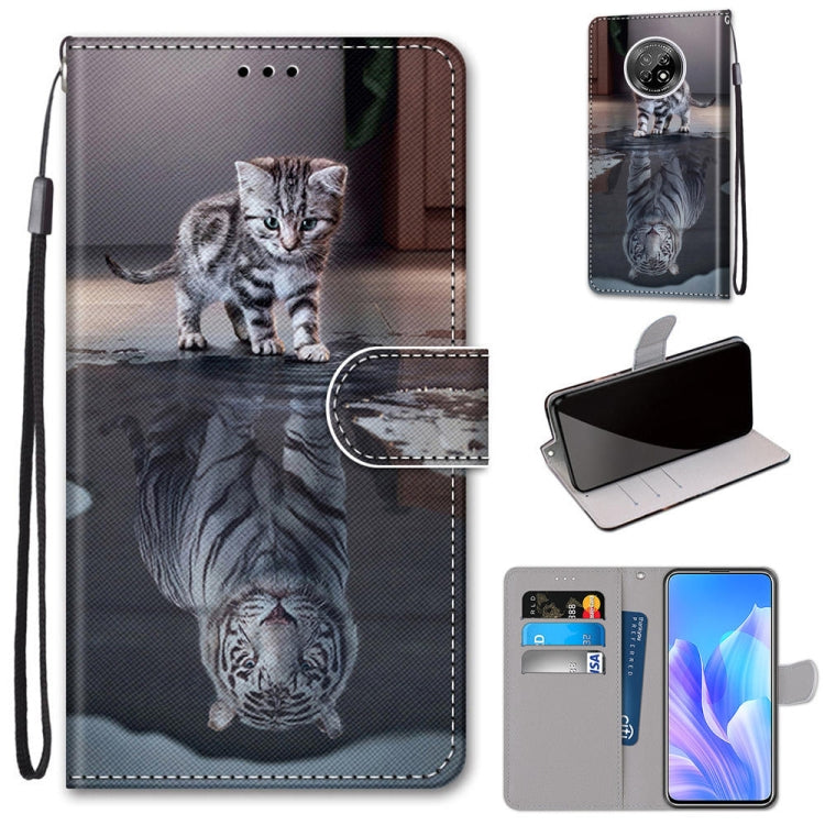 Coloured Drawing Cross Texture Horizontal Flip PU Leather Case with Holder & Card Slots & Wallet & Lanyard, For Huawei Enjoy 20 Plus, For Huawei Enjoy Z / 20 Pro, For Huawei Honor 9X Lite, For Huawei Honor 30 Lite