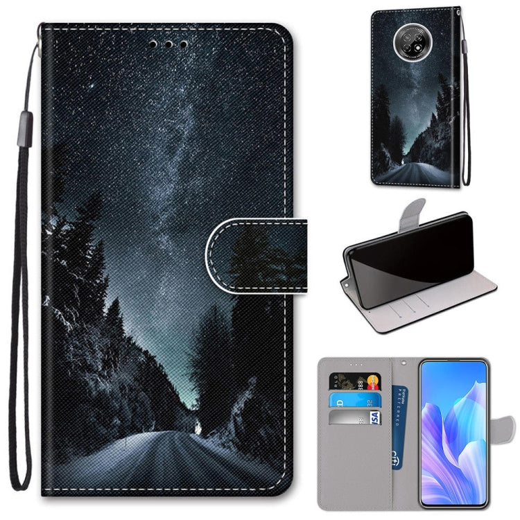 Coloured Drawing Cross Texture Horizontal Flip PU Leather Case with Holder & Card Slots & Wallet & Lanyard, For Huawei Enjoy 20 Plus, For Huawei Enjoy Z / 20 Pro, For Huawei Honor 9X Lite, For Huawei Honor 30 Lite