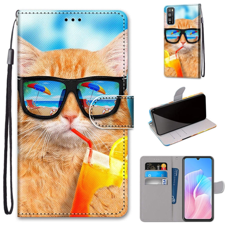 Coloured Drawing Cross Texture Horizontal Flip PU Leather Case with Holder & Card Slots & Wallet & Lanyard, For Huawei Enjoy 20 Plus, For Huawei Enjoy Z / 20 Pro, For Huawei Honor 9X Lite, For Huawei Honor 30 Lite