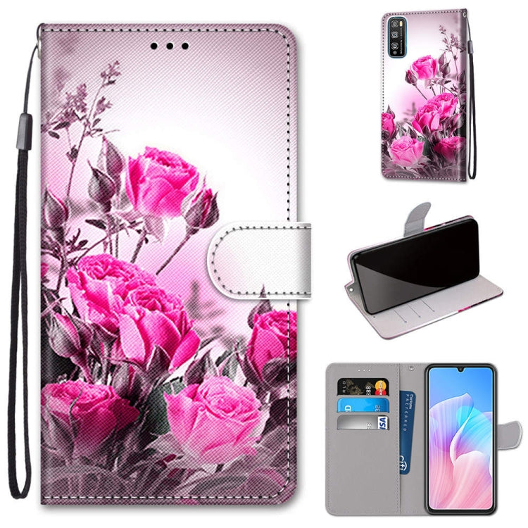 Coloured Drawing Cross Texture Horizontal Flip PU Leather Case with Holder & Card Slots & Wallet & Lanyard, For Huawei Enjoy 20 Plus, For Huawei Enjoy Z / 20 Pro, For Huawei Honor 9X Lite, For Huawei Honor 30 Lite