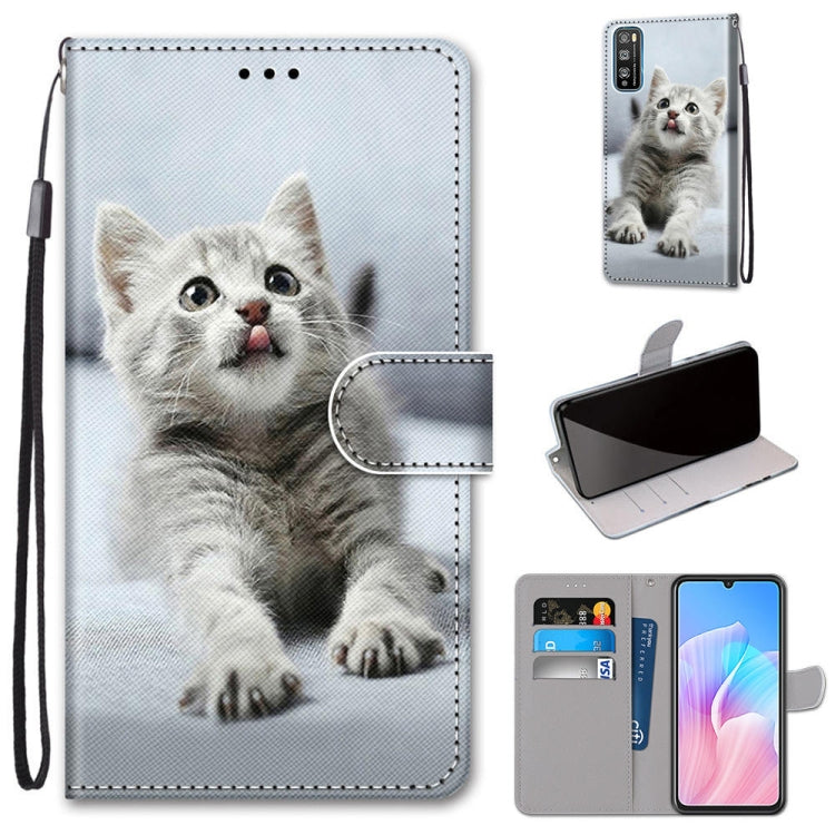 Coloured Drawing Cross Texture Horizontal Flip PU Leather Case with Holder & Card Slots & Wallet & Lanyard, For Huawei Enjoy 20 Plus, For Huawei Enjoy Z / 20 Pro, For Huawei Honor 9X Lite, For Huawei Honor 30 Lite