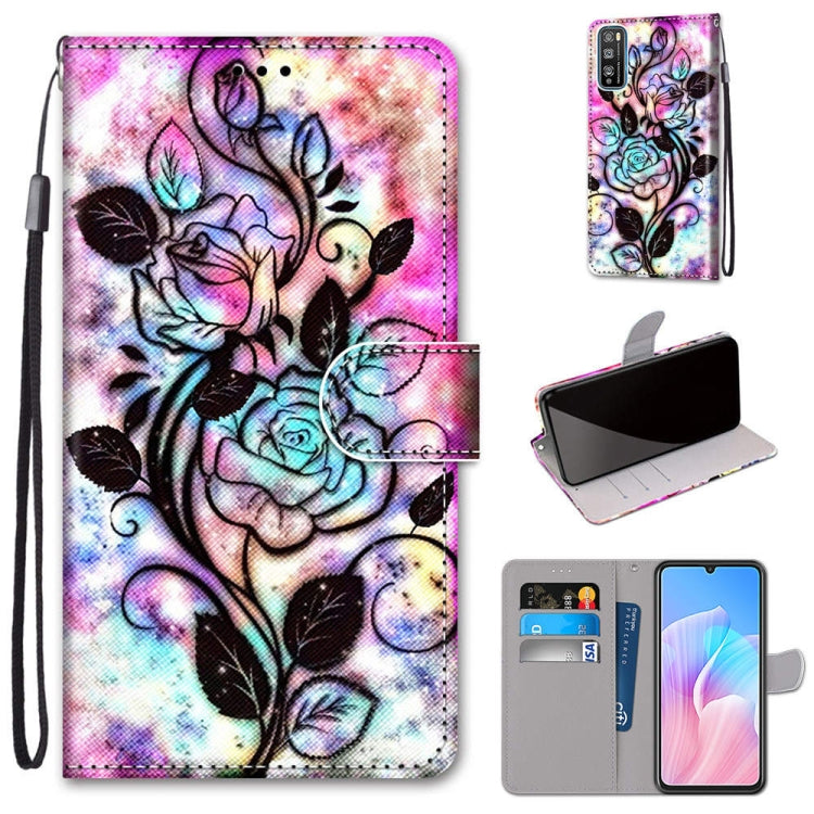 Coloured Drawing Cross Texture Horizontal Flip PU Leather Case with Holder & Card Slots & Wallet & Lanyard, For Huawei Enjoy 20 Plus, For Huawei Enjoy Z / 20 Pro, For Huawei Honor 9X Lite, For Huawei Honor 30 Lite