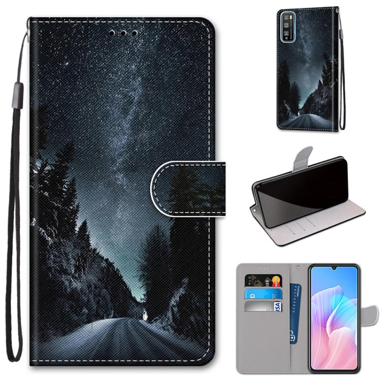 Coloured Drawing Cross Texture Horizontal Flip PU Leather Case with Holder & Card Slots & Wallet & Lanyard, For Huawei Enjoy 20 Plus, For Huawei Enjoy Z / 20 Pro, For Huawei Honor 9X Lite, For Huawei Honor 30 Lite