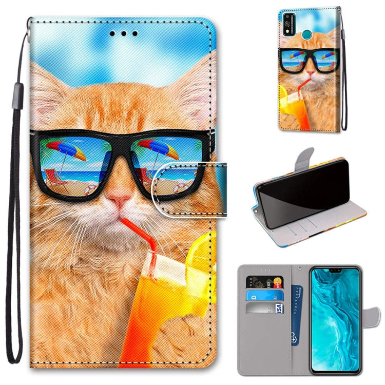 Coloured Drawing Cross Texture Horizontal Flip PU Leather Case with Holder & Card Slots & Wallet & Lanyard, For Huawei Enjoy 20 Plus, For Huawei Enjoy Z / 20 Pro, For Huawei Honor 9X Lite, For Huawei Honor 30 Lite