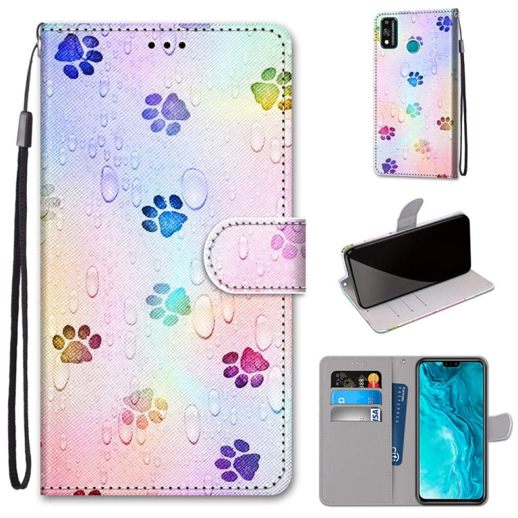 Coloured Drawing Cross Texture Horizontal Flip PU Leather Case with Holder & Card Slots & Wallet & Lanyard, For Huawei Enjoy 20 Plus, For Huawei Enjoy Z / 20 Pro, For Huawei Honor 9X Lite, For Huawei Honor 30 Lite