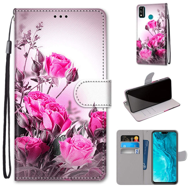Coloured Drawing Cross Texture Horizontal Flip PU Leather Case with Holder & Card Slots & Wallet & Lanyard, For Huawei Enjoy 20 Plus, For Huawei Enjoy Z / 20 Pro, For Huawei Honor 9X Lite, For Huawei Honor 30 Lite