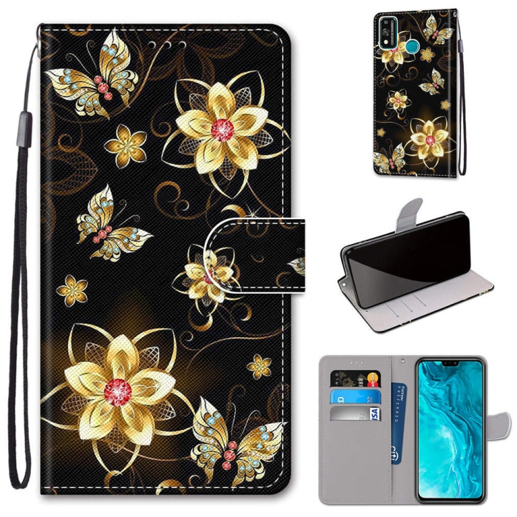 Coloured Drawing Cross Texture Horizontal Flip PU Leather Case with Holder & Card Slots & Wallet & Lanyard, For Huawei Enjoy 20 Plus, For Huawei Enjoy Z / 20 Pro, For Huawei Honor 9X Lite, For Huawei Honor 30 Lite