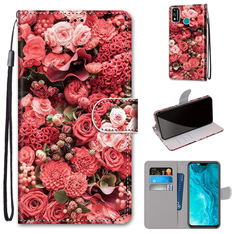Coloured Drawing Cross Texture Horizontal Flip PU Leather Case with Holder & Card Slots & Wallet & Lanyard, For Huawei Enjoy 20 Plus, For Huawei Enjoy Z / 20 Pro, For Huawei Honor 9X Lite, For Huawei Honor 30 Lite