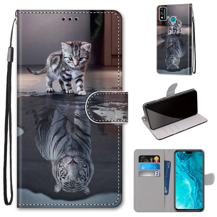 Coloured Drawing Cross Texture Horizontal Flip PU Leather Case with Holder & Card Slots & Wallet & Lanyard, For Huawei Enjoy 20 Plus, For Huawei Enjoy Z / 20 Pro, For Huawei Honor 9X Lite, For Huawei Honor 30 Lite