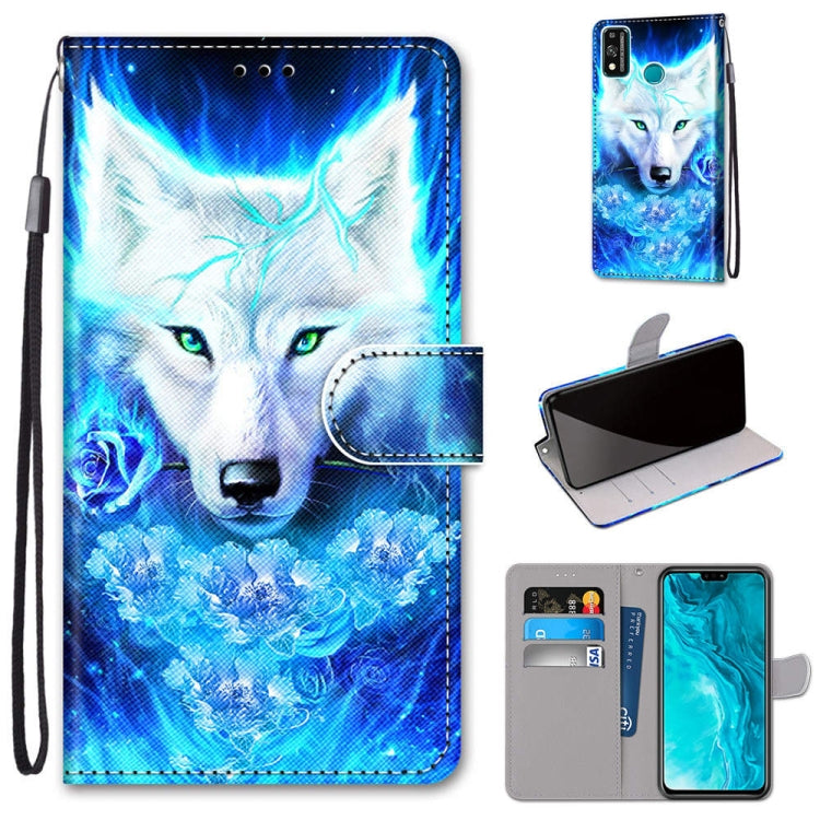 Coloured Drawing Cross Texture Horizontal Flip PU Leather Case with Holder & Card Slots & Wallet & Lanyard, For Huawei Enjoy 20 Plus, For Huawei Enjoy Z / 20 Pro, For Huawei Honor 9X Lite, For Huawei Honor 30 Lite