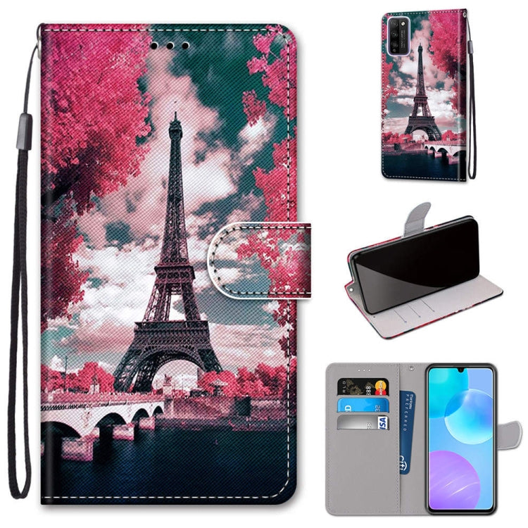 Coloured Drawing Cross Texture Horizontal Flip PU Leather Case with Holder & Card Slots & Wallet & Lanyard, For Huawei Enjoy 20 Plus, For Huawei Enjoy Z / 20 Pro, For Huawei Honor 9X Lite, For Huawei Honor 30 Lite