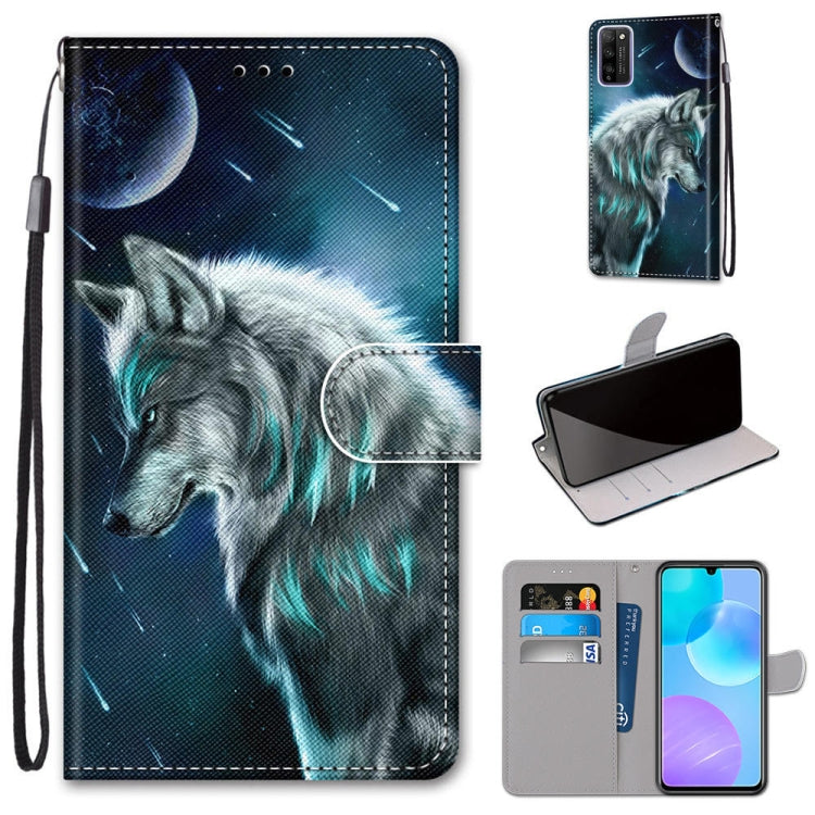 Coloured Drawing Cross Texture Horizontal Flip PU Leather Case with Holder & Card Slots & Wallet & Lanyard, For Huawei Enjoy 20 Plus, For Huawei Enjoy Z / 20 Pro, For Huawei Honor 9X Lite, For Huawei Honor 30 Lite