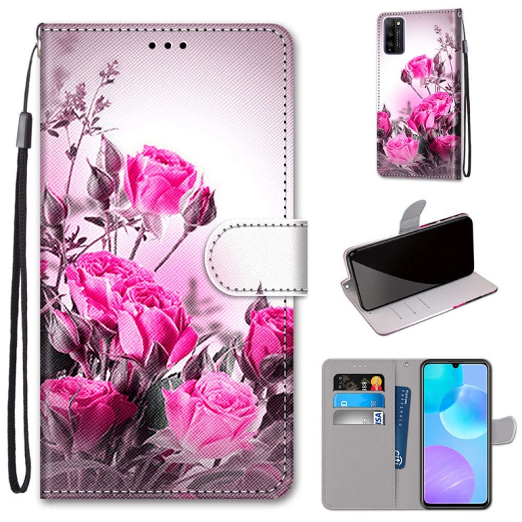 Coloured Drawing Cross Texture Horizontal Flip PU Leather Case with Holder & Card Slots & Wallet & Lanyard, For Huawei Enjoy 20 Plus, For Huawei Enjoy Z / 20 Pro, For Huawei Honor 9X Lite, For Huawei Honor 30 Lite