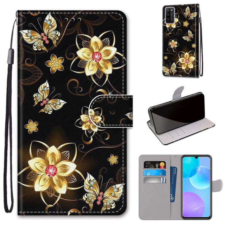 Coloured Drawing Cross Texture Horizontal Flip PU Leather Case with Holder & Card Slots & Wallet & Lanyard, For Huawei Enjoy 20 Plus, For Huawei Enjoy Z / 20 Pro, For Huawei Honor 9X Lite, For Huawei Honor 30 Lite