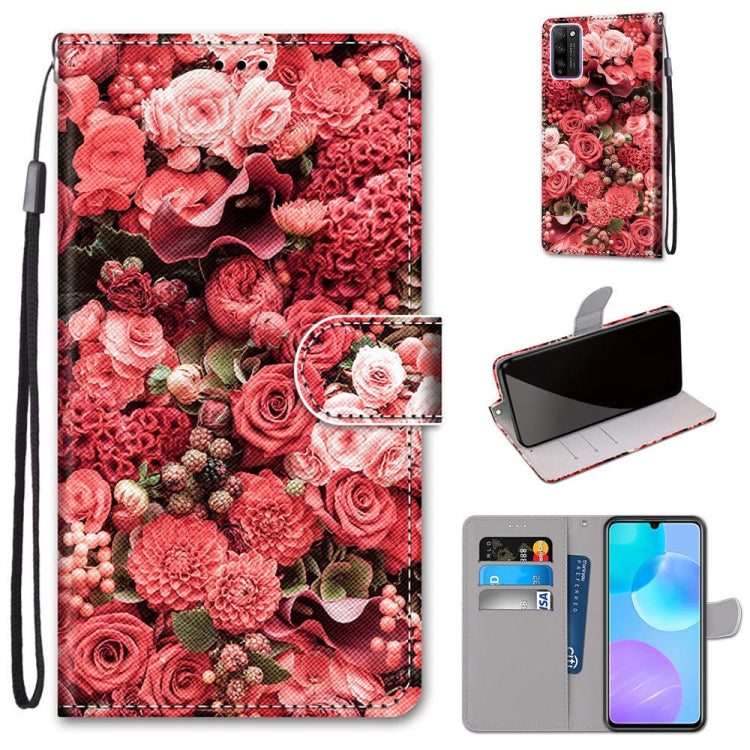 Coloured Drawing Cross Texture Horizontal Flip PU Leather Case with Holder & Card Slots & Wallet & Lanyard, For Huawei Enjoy 20 Plus, For Huawei Enjoy Z / 20 Pro, For Huawei Honor 9X Lite, For Huawei Honor 30 Lite
