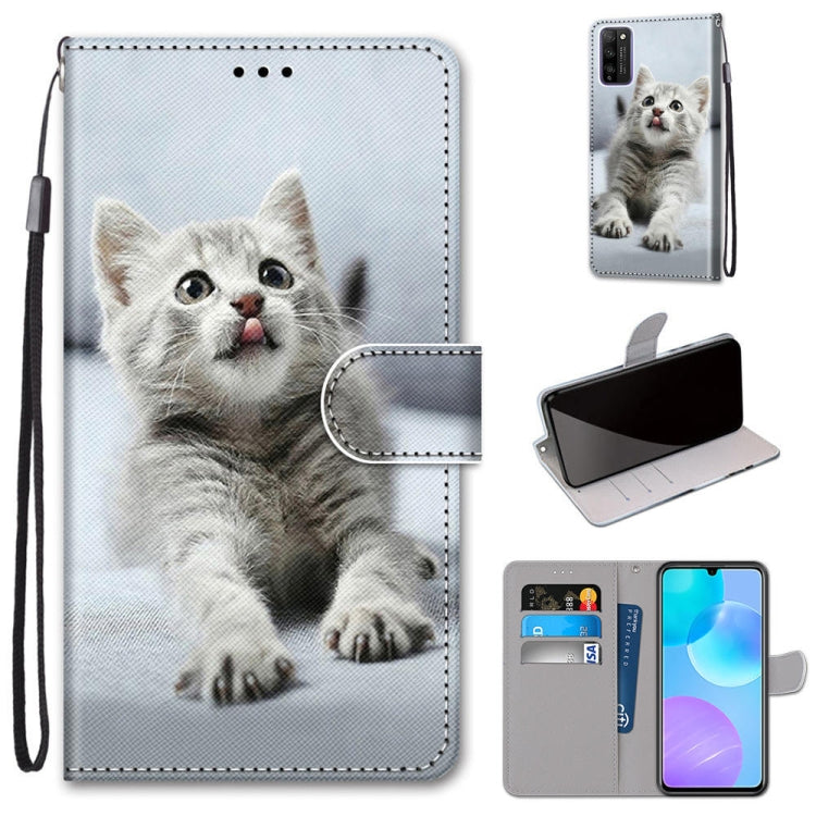 Coloured Drawing Cross Texture Horizontal Flip PU Leather Case with Holder & Card Slots & Wallet & Lanyard, For Huawei Enjoy 20 Plus, For Huawei Enjoy Z / 20 Pro, For Huawei Honor 9X Lite, For Huawei Honor 30 Lite