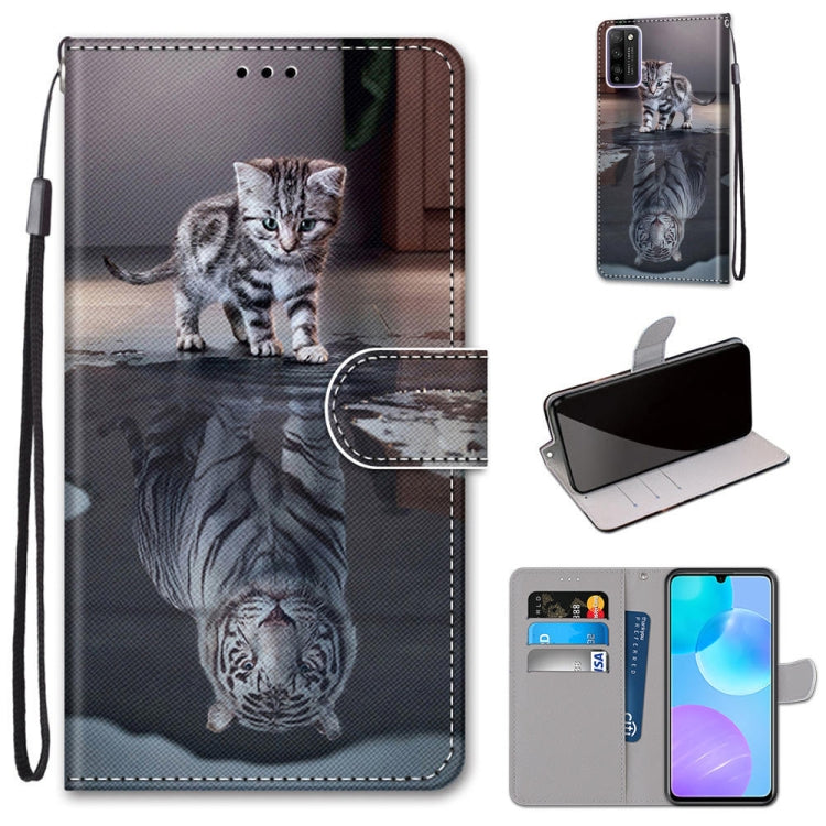 Coloured Drawing Cross Texture Horizontal Flip PU Leather Case with Holder & Card Slots & Wallet & Lanyard, For Huawei Enjoy 20 Plus, For Huawei Enjoy Z / 20 Pro, For Huawei Honor 9X Lite, For Huawei Honor 30 Lite