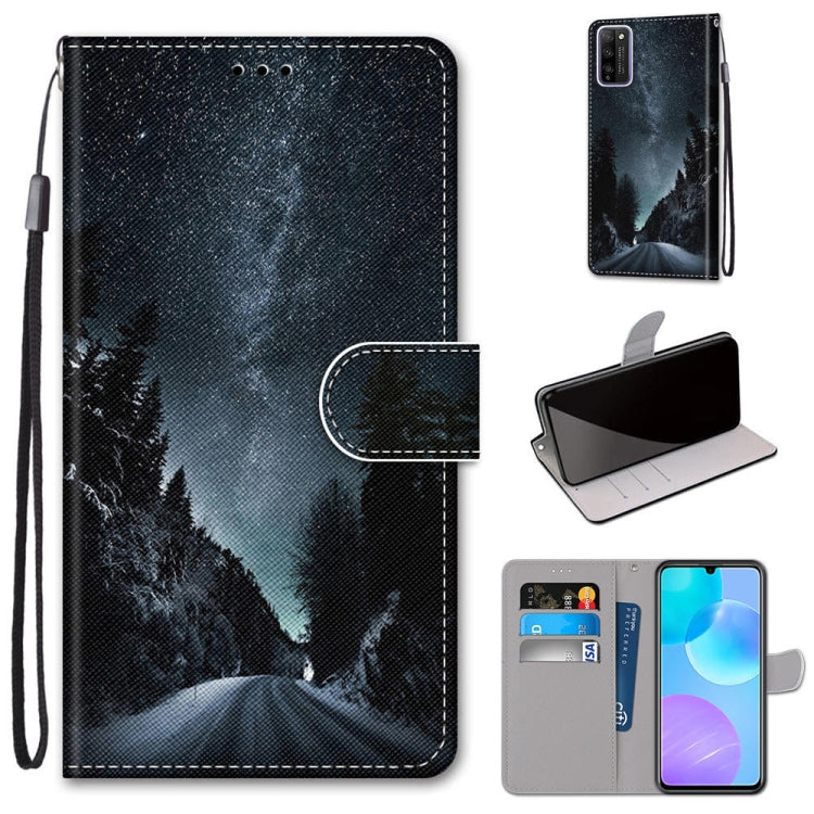 Coloured Drawing Cross Texture Horizontal Flip PU Leather Case with Holder & Card Slots & Wallet & Lanyard, For Huawei Enjoy 20 Plus, For Huawei Enjoy Z / 20 Pro, For Huawei Honor 9X Lite, For Huawei Honor 30 Lite