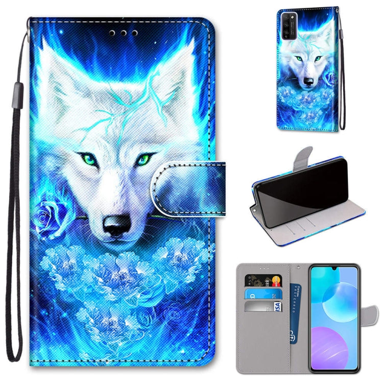 Coloured Drawing Cross Texture Horizontal Flip PU Leather Case with Holder & Card Slots & Wallet & Lanyard, For Huawei Enjoy 20 Plus, For Huawei Enjoy Z / 20 Pro, For Huawei Honor 9X Lite, For Huawei Honor 30 Lite