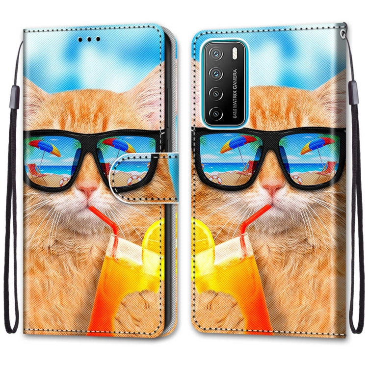 Coloured Drawing Cross Texture Horizontal Flip PU Leather Case with Holder & Card Slots & Wallet & Lanyard, For Huawei Honor Play4, For Huawei Honor X10 / X10 Pro
