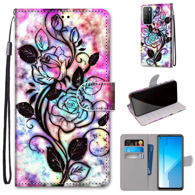 Coloured Drawing Cross Texture Horizontal Flip PU Leather Case with Holder & Card Slots & Wallet & Lanyard, For Huawei Honor Play4, For Huawei Honor X10 / X10 Pro