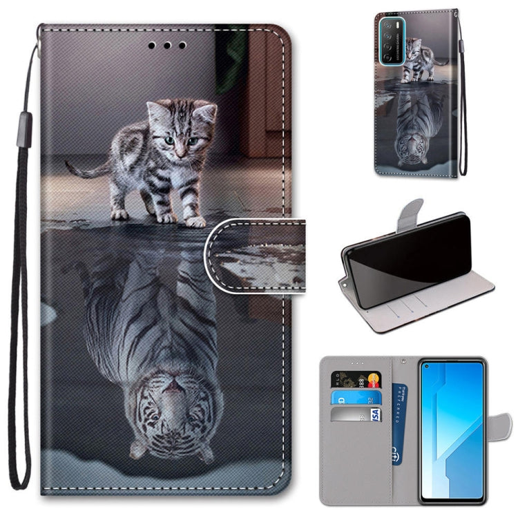 Coloured Drawing Cross Texture Horizontal Flip PU Leather Case with Holder & Card Slots & Wallet & Lanyard, For Huawei Honor Play4, For Huawei Honor X10 / X10 Pro