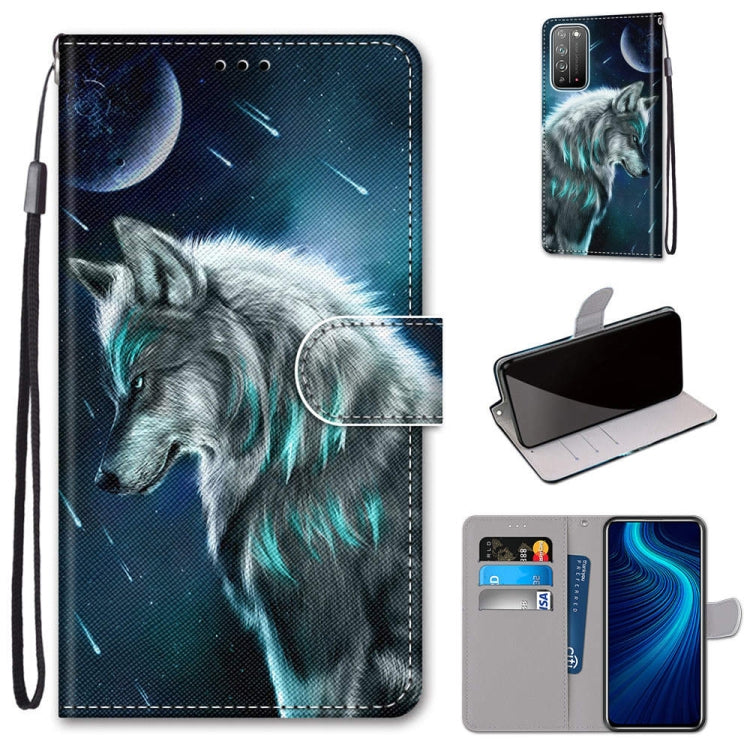 Coloured Drawing Cross Texture Horizontal Flip PU Leather Case with Holder & Card Slots & Wallet & Lanyard, For Huawei Honor Play4, For Huawei Honor X10 / X10 Pro