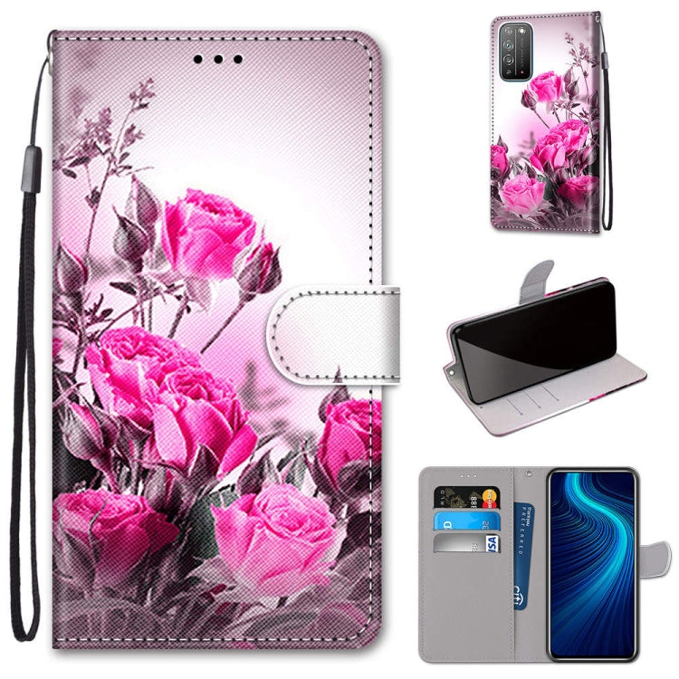 Coloured Drawing Cross Texture Horizontal Flip PU Leather Case with Holder & Card Slots & Wallet & Lanyard, For Huawei Honor Play4, For Huawei Honor X10 / X10 Pro