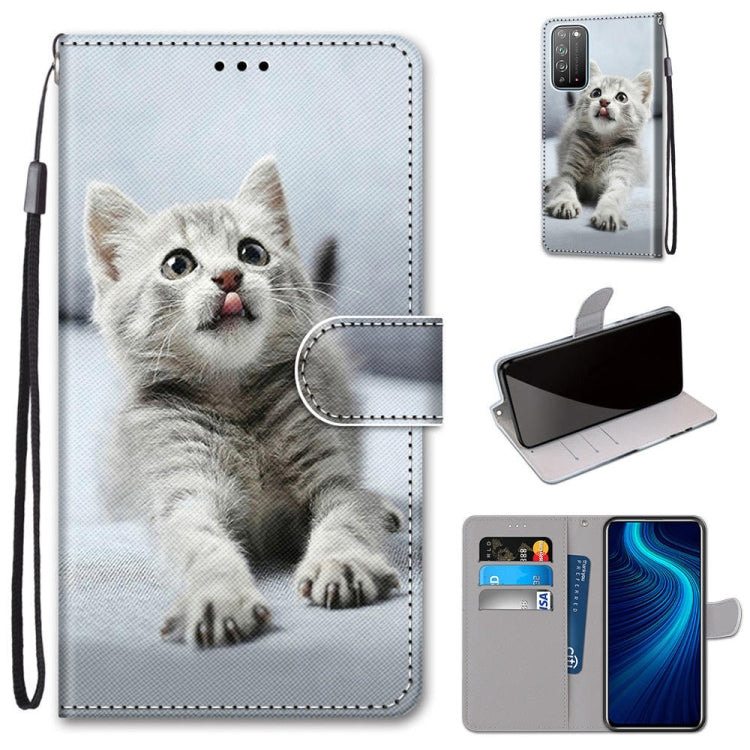Coloured Drawing Cross Texture Horizontal Flip PU Leather Case with Holder & Card Slots & Wallet & Lanyard, For Huawei Honor Play4, For Huawei Honor X10 / X10 Pro
