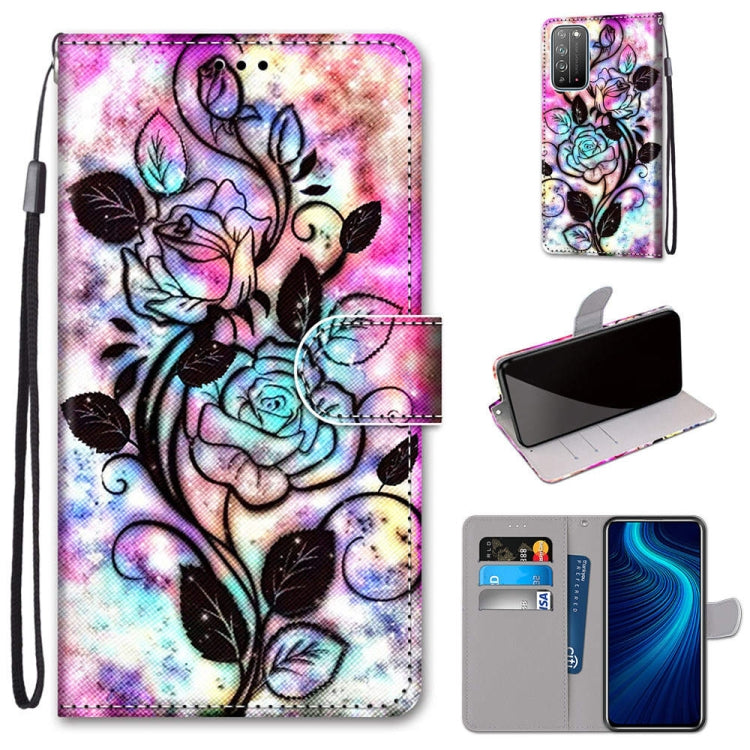 Coloured Drawing Cross Texture Horizontal Flip PU Leather Case with Holder & Card Slots & Wallet & Lanyard, For Huawei Honor Play4, For Huawei Honor X10 / X10 Pro