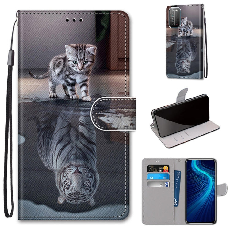 Coloured Drawing Cross Texture Horizontal Flip PU Leather Case with Holder & Card Slots & Wallet & Lanyard, For Huawei Honor Play4, For Huawei Honor X10 / X10 Pro