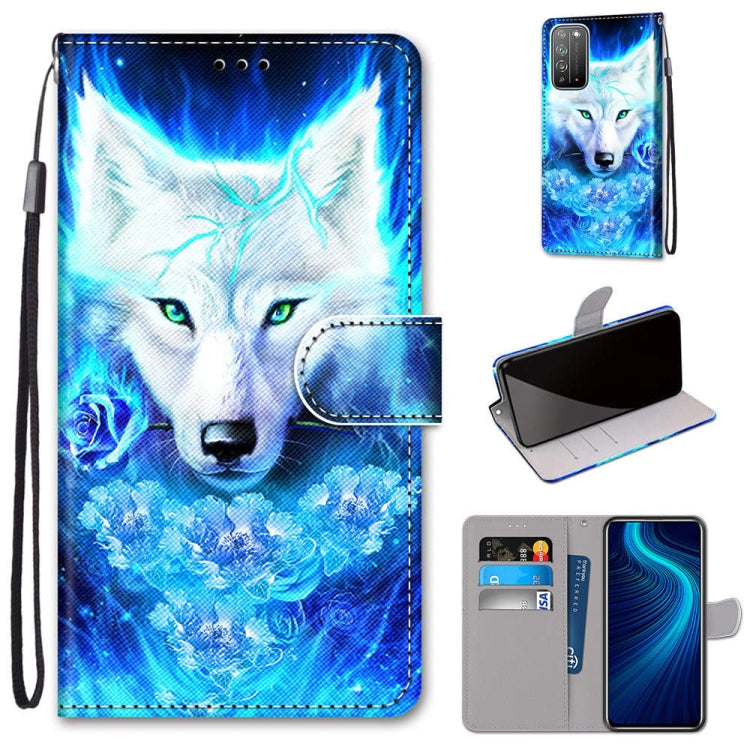 Coloured Drawing Cross Texture Horizontal Flip PU Leather Case with Holder & Card Slots & Wallet & Lanyard, For Huawei Honor Play4, For Huawei Honor X10 / X10 Pro
