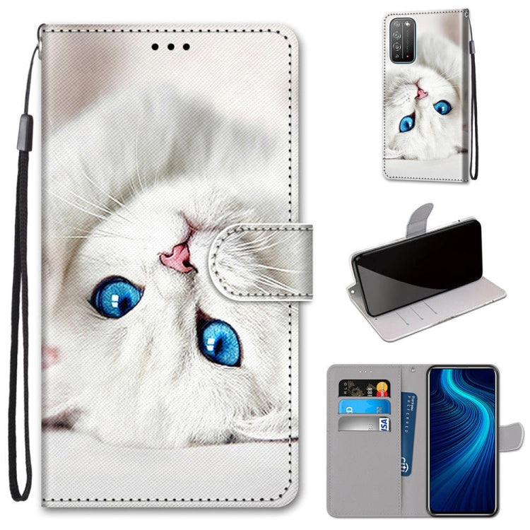 Coloured Drawing Cross Texture Horizontal Flip PU Leather Case with Holder & Card Slots & Wallet & Lanyard, For Huawei Honor Play4, For Huawei Honor X10 / X10 Pro