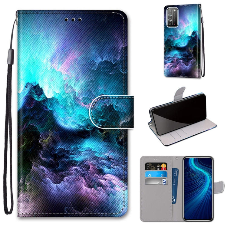 Coloured Drawing Cross Texture Horizontal Flip PU Leather Case with Holder & Card Slots & Wallet & Lanyard, For Huawei Honor Play4, For Huawei Honor X10 / X10 Pro
