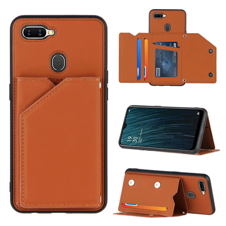 Skin Feel PU + TPU + PC Back Cover Shockproof Case with Card Slots & Holder & Photo Frame, For OPPO A7 / A5s / A12, For Samsung Galaxy A12, For Samsung Galaxy A52 5G / 4G, For Samsung Galaxy A72 5G / 4G, For Samsung Galaxy S21 5G�����������������������...