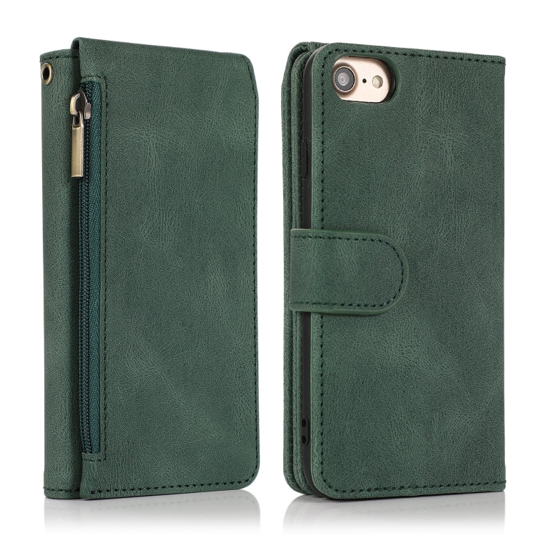 Skin-feel Crazy Horse Texture Zipper Wallet Bag Horizontal Flip Leather Case with Holder & Card Slots & Wallet & Lanyard