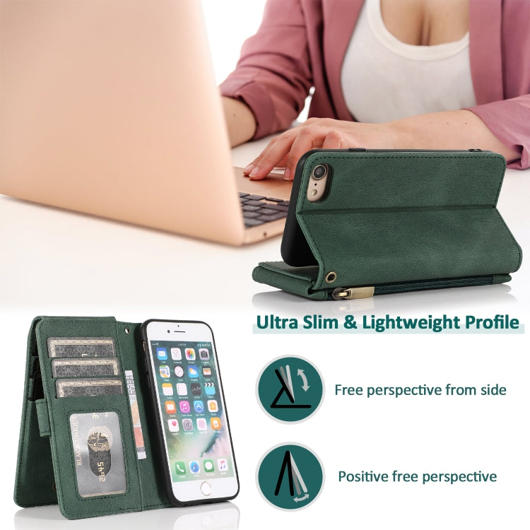 Skin-feel Crazy Horse Texture Zipper Wallet Bag Horizontal Flip Leather Case with Holder & Card Slots & Wallet & Lanyard