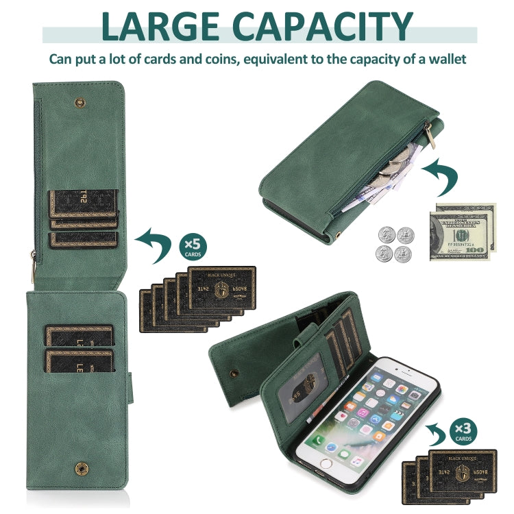 Skin-feel Crazy Horse Texture Zipper Wallet Bag Horizontal Flip Leather Case with Holder & Card Slots & Wallet & Lanyard