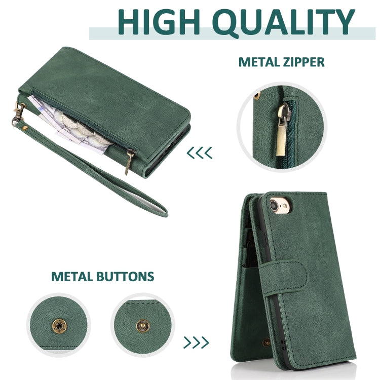 Skin-feel Crazy Horse Texture Zipper Wallet Bag Horizontal Flip Leather Case with Holder & Card Slots & Wallet & Lanyard