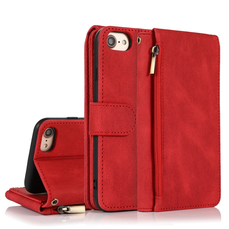 Skin-feel Crazy Horse Texture Zipper Wallet Bag Horizontal Flip Leather Case with Holder & Card Slots & Wallet & Lanyard