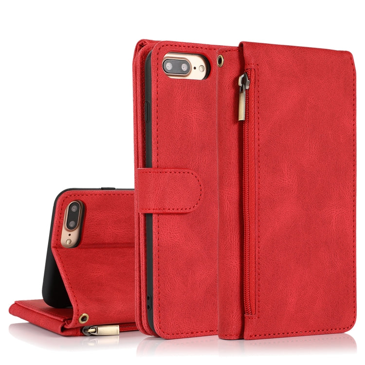 Skin-feel Crazy Horse Texture Zipper Wallet Bag Horizontal Flip Leather Case with Holder & Card Slots & Wallet & Lanyard